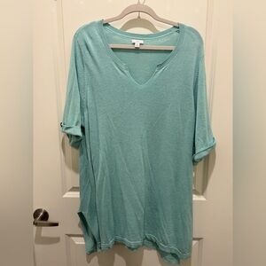 J. Jill Aqua V-Neck Tunic